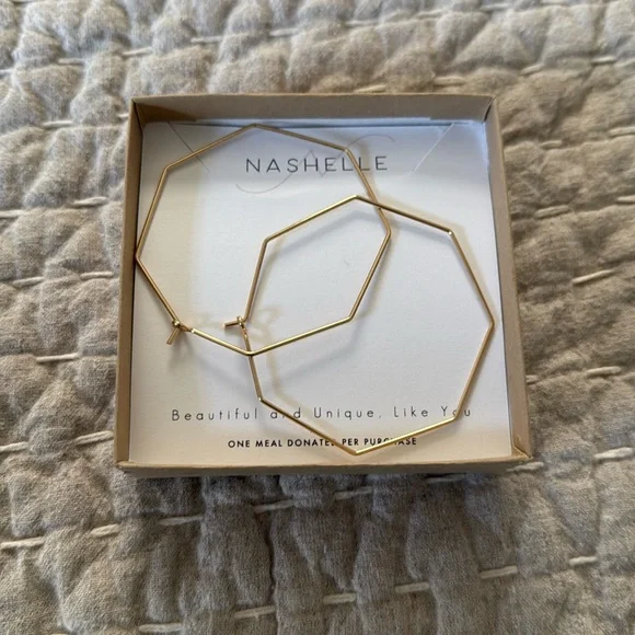 Nachelle octagon gold hoops - Picture 1 of 2